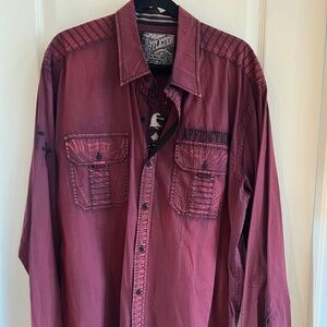 Affliction Black Premium Men's long sleeve button down Size 2XL.